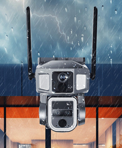 Solar Power Triple-lens 10X Zoom 4MP Wifi/4G Smart PTZ Cameras